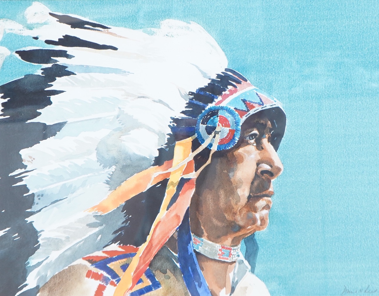 David Reed, watercolour, 'Red Cloud, Oglala Sioux', signed, watercolour, 38 x 48cm